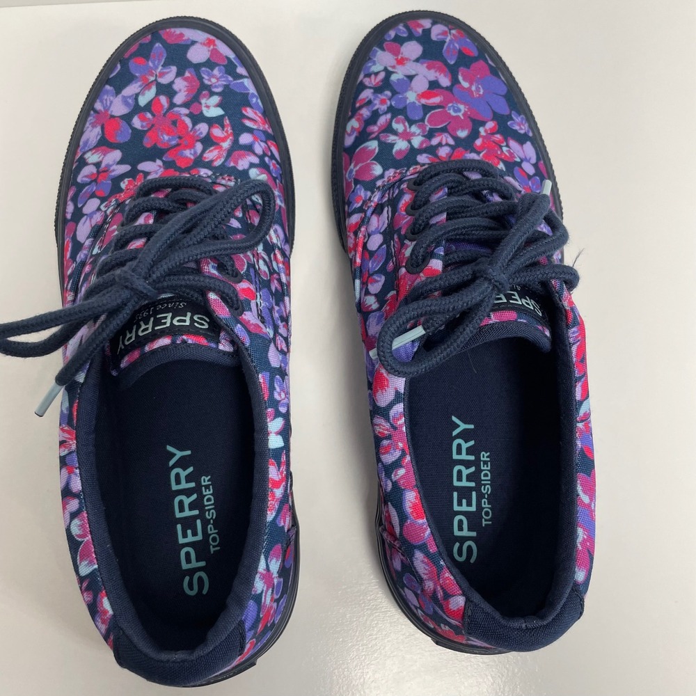 Sperry Striper II CVO Tokyo Men's 7.5 Navy Floral Cherry Blossom Shoes Sneakers‎ - Picture 5 of 8